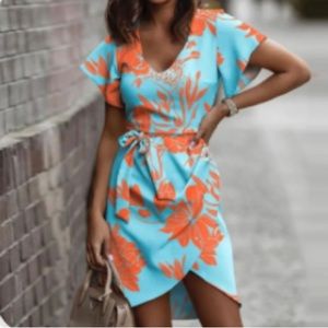 Turquoise and orange dress M